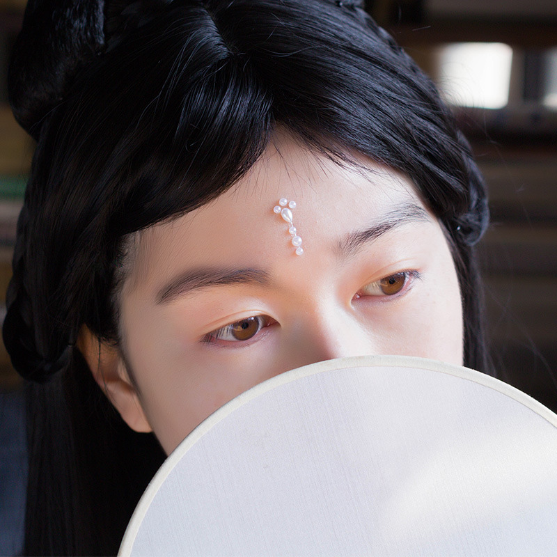 古风汉服水钻眉心贴 立体花钿彼岸花水晶钻 儿童贴纸古装额头配饰