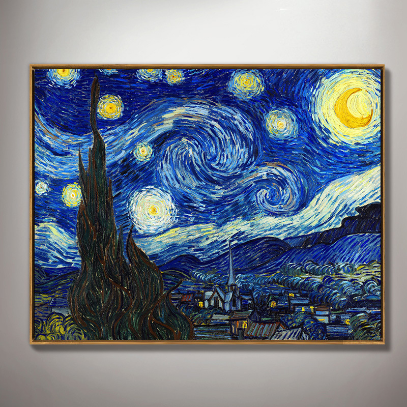 梵高星空装饰画凡高油画现代晶瓷墙画世界名画餐厅玄关卧室挂画