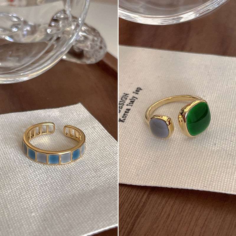 Ring Design High Sense Female Fashion Personalized Cold Style Niche Japanese Entry Lux European and American Ins Emerald Ring