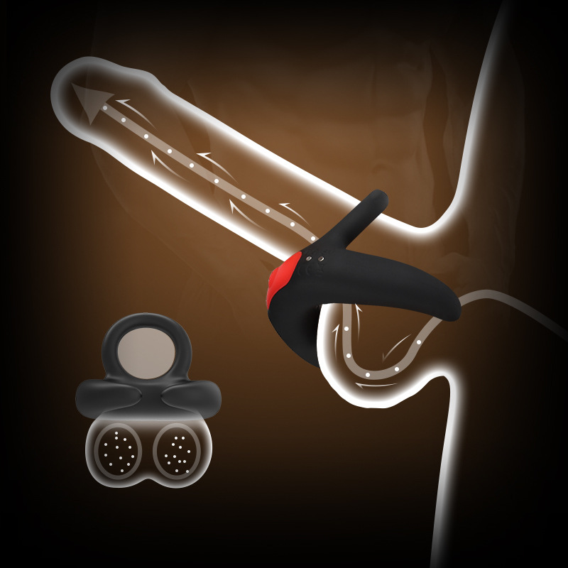 慕月硅胶震动无线锁精环情趣用品按摩阴茎环男用阴茎延时环亚马逊