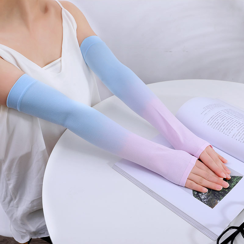 Wholesale Gradient Color Ice Sleeve Sun Protection Women's Summer Thin Men's Outdoor Sun Protection Oversleeve Long Ice Silk Oversleeves Arm Guard Driving