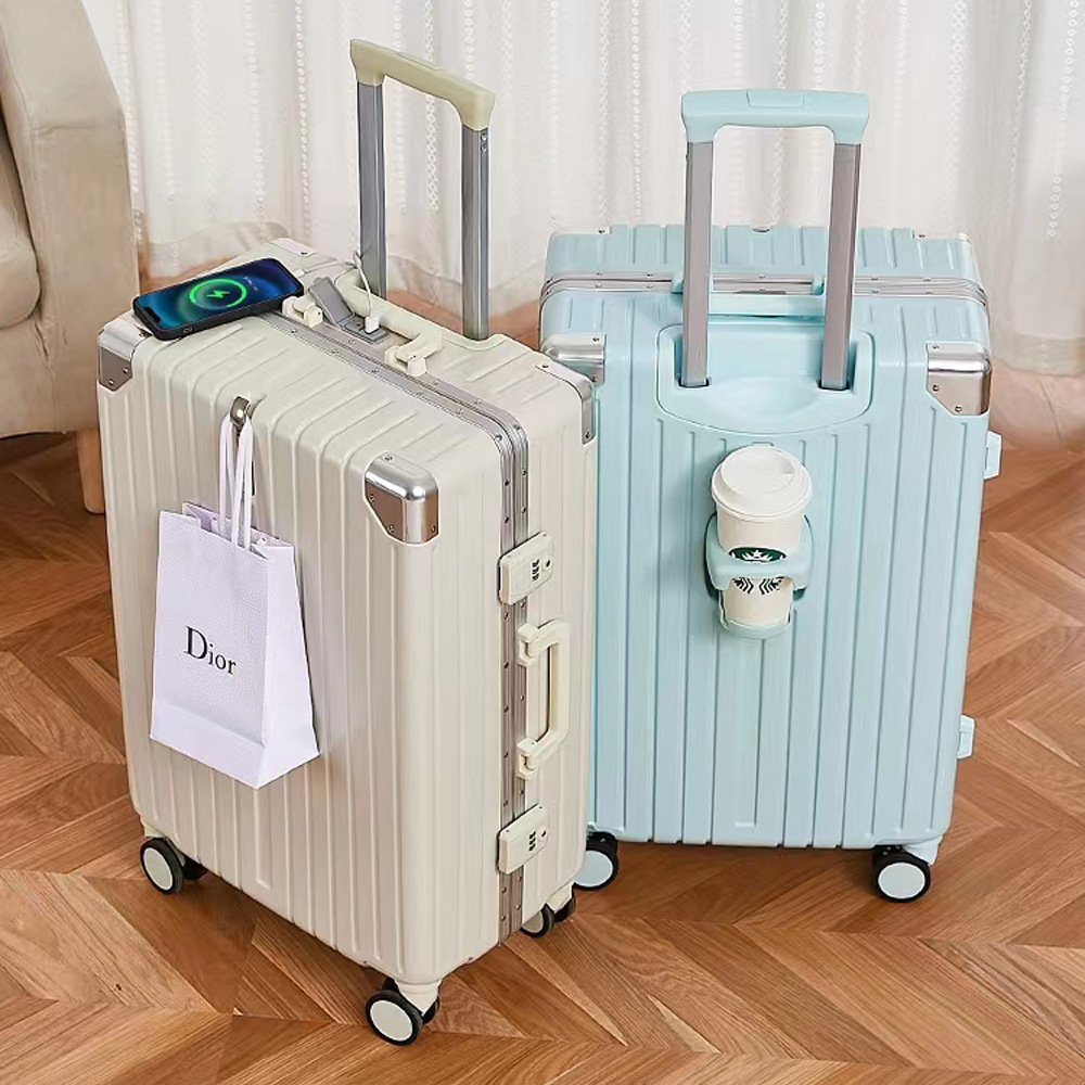 多功能新品行李箱铝框密码箱女20寸拉杆箱旅行皮箱子男24一件代发