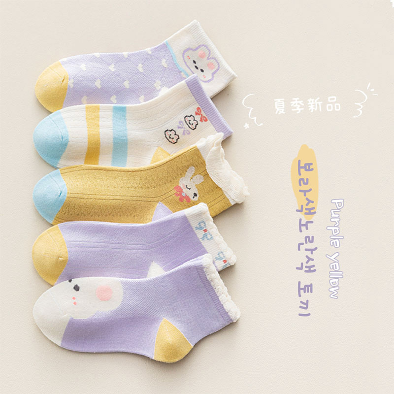 23 Spring/Summer Children's Socks Wholesale Mesh Stockings Thin Cute Bunny Flower Cotton Socks Floral Princess Girls' Socks