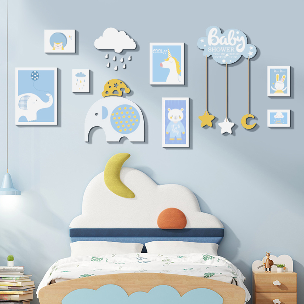 高分子_6213 儿童房卡通动物装饰画幼儿园照片墙饰相框墙组合挂画