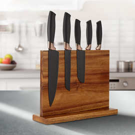 厨房多功能刀具置物架磁性刀架双面磁吸木质刀座厨房收纳菜刀架