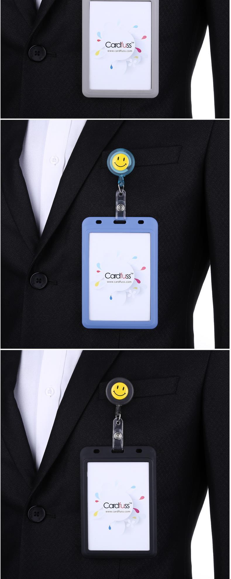 卡富仕大号笑脸伸缩证件卡套工作牌职位姓名牌胸卡配易拉扣伸缩扣