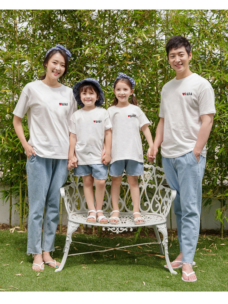 亲子装一家三口夏装婴儿2021新款潮母女装洋气四口全家福短袖t恤