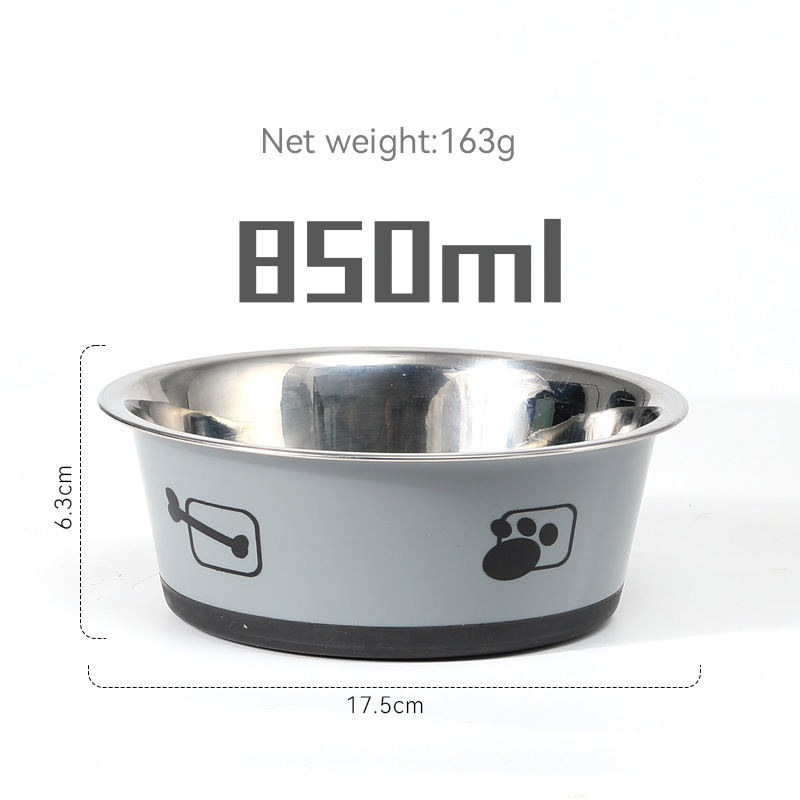 Foreign Trade New Product Dog Bowl Pet Bowl Stainless Steel Dog Food Bowl Cat Water Bowl Wholesale Pet Silicone Bowl Pad Non-Slip