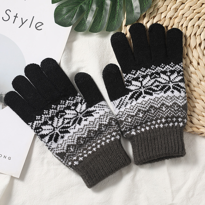 Winter Knitted Gloves Classic Style Touch Screen Mobile Phone Warm Knitted Gloves