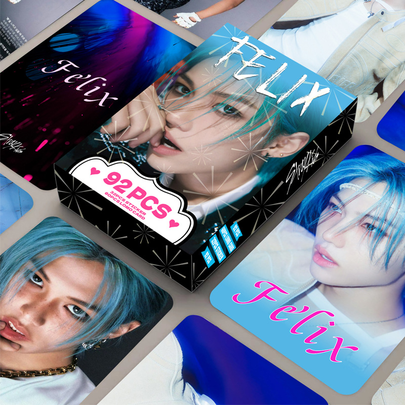 92张照片卡 straykids双面小卡 felix李龙馥lomo卡 盒装收藏卡