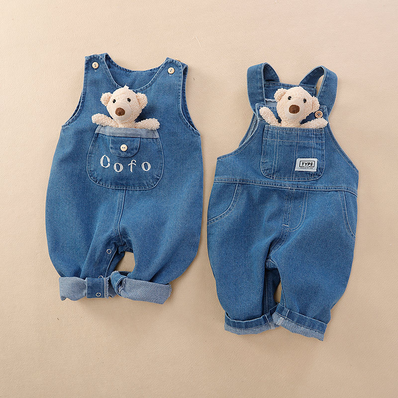 Baby Overalls Suit Spring and Autumn New Western Style Outerwear Jeans Baby Sleeveless Jumpsuit Outerwear Baby Clothes