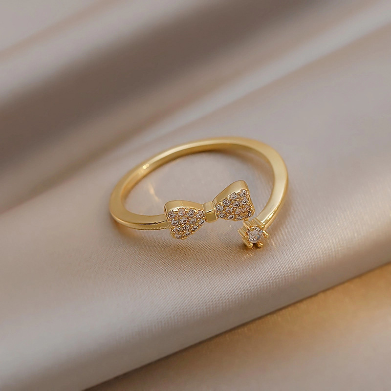 Tiny Bow Ring Female Temperamental Minority Design Cold Style High-Grade Light Luxury 2023 New Ring Fashion