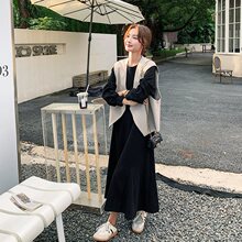 法式连衣裙套装女2024春秋季新款气质高级感显瘦马甲长裙子两件套