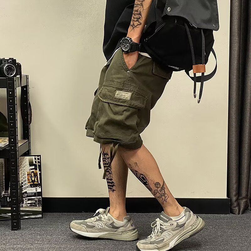 跨境美式复古工装短裤男士夏季潮牌痞帅五分休闲余文乐中裤男裤子