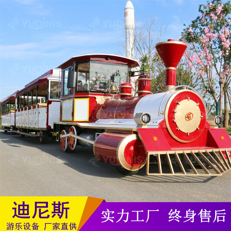 景区儿童网红无轨火车可坐人广场商场电动观光无轨小火车游乐设备