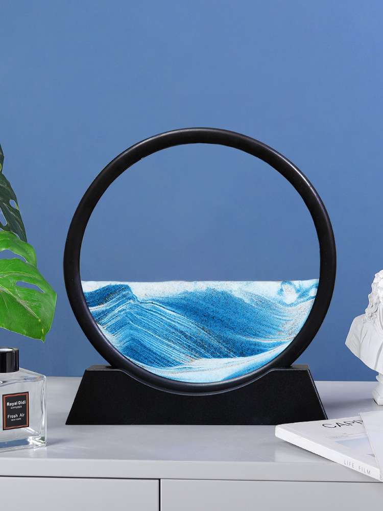 解压流沙画摆件富士山艺术沙漏客厅办公室酒柜创意家居装饰品礼物