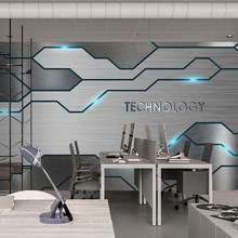 3d科技感壁纸公司前台直播间背景金属电路板电竞展厅网咖网吧墙纸