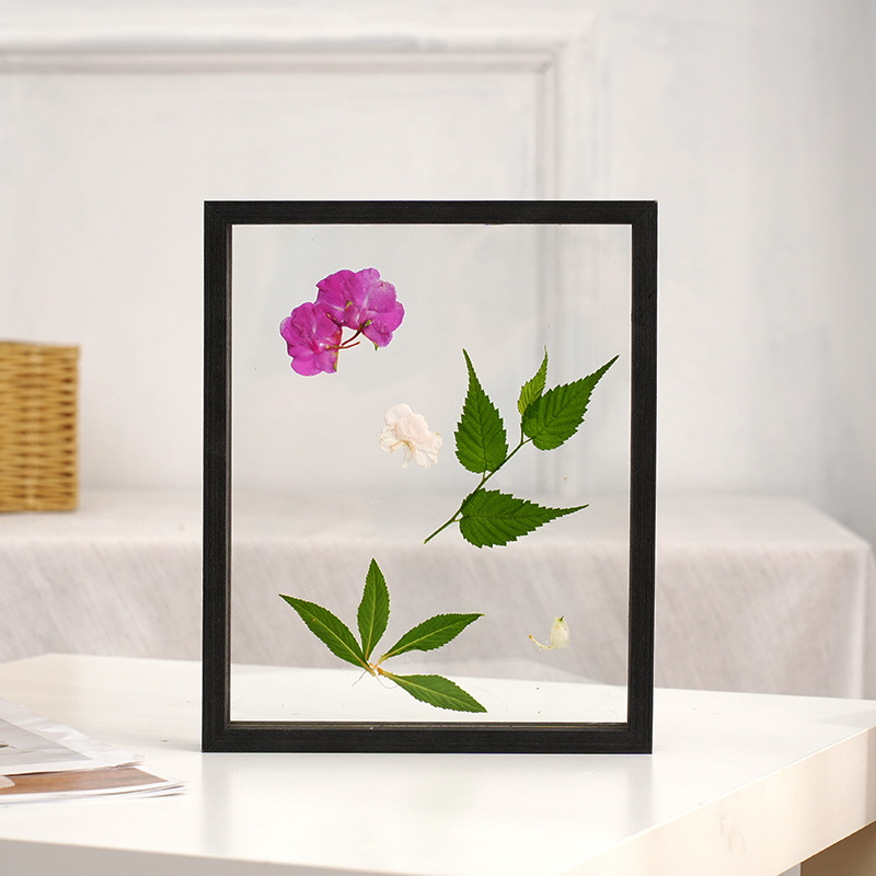 Creative Hollow Double-Sided Transparent Glass Display Picture Frame Dried Flower DIY Specimen Three-Dimensional Suspension Table-Top Solid Wood Photo Frame