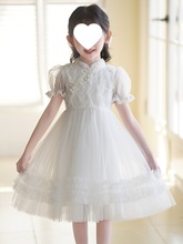 儿童旗袍连衣裙夏装新款白色女孩中式礼服公主裙宝宝六一节演鬻籖