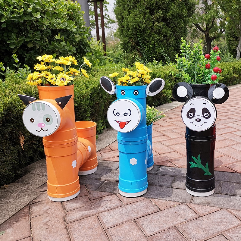 pvc管花架卡通动物小马装饰花架幼儿园 植物角户外景观装饰创意