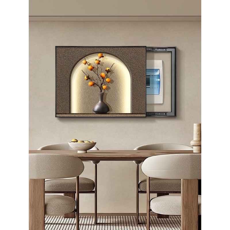 网红侘寂风电表箱装饰画柿柿如意配电箱电闸盒遮挡挂画新中式弱电