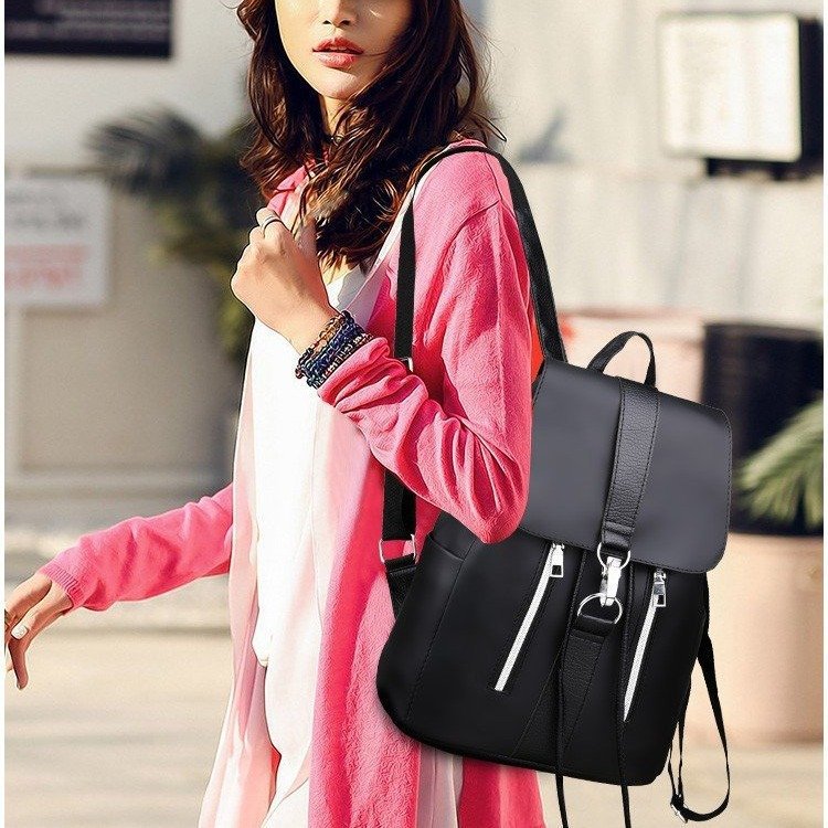 2021 Fashion Nylon Women's Backpack Simple Lock Latch Shoulder Bag Junior High School Student Schoolbag Backpack Female New