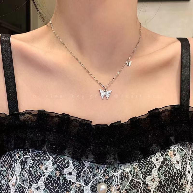 XINGX Necklace for Women Ins Special-Interest Design High-Grade Light Luxury Clavicle Chain Bow Necklace Student Girlfriends Pendant