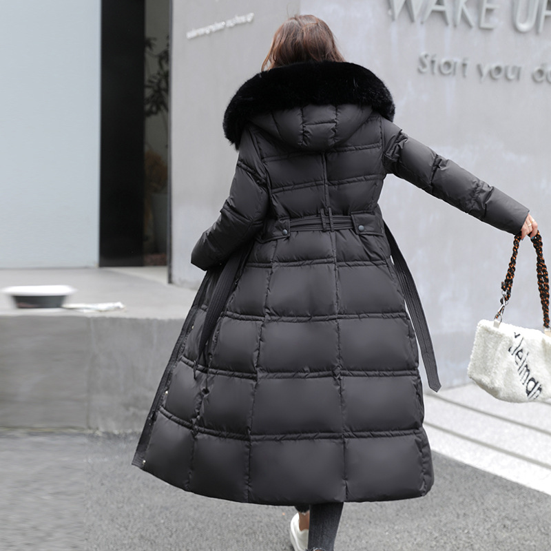 Women's Cotton-Padded Coat Extended 2023 Winter Clothing New Women's Clothing Korean Style Belt Thickened Warm down Cotton Jacket Overknee Coat