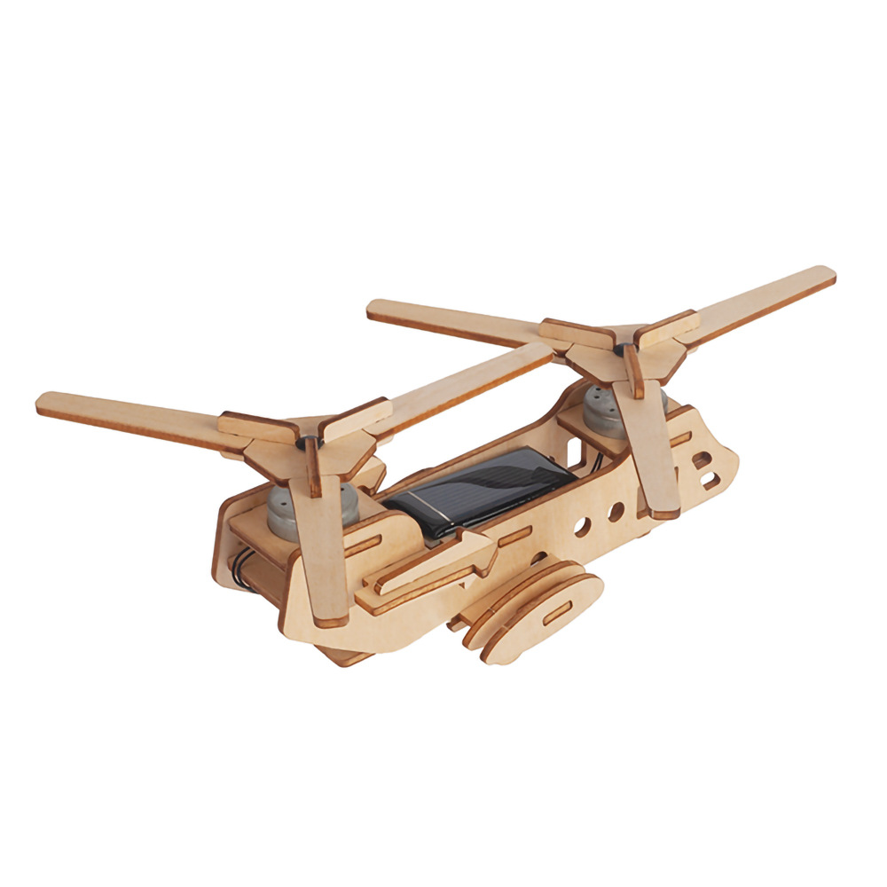 儿童创意积木3d木制立体拼图diy跨境太阳能手工木制玩具亚马逊