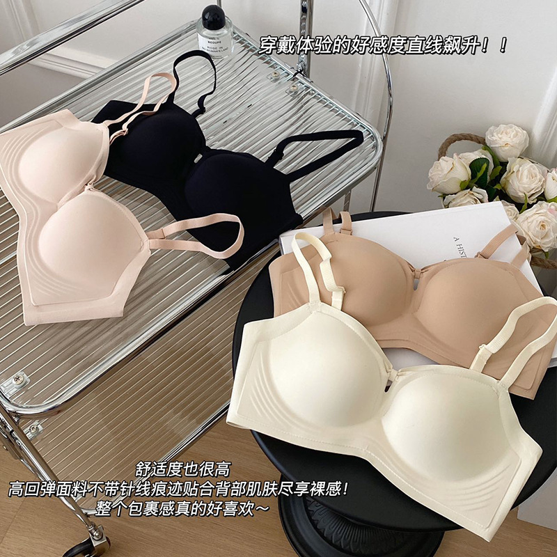 Minimalist Seamless Style Underwear Women‘s Small Chest Push up Summer Thin Wireless Suspension Soft Support Large Bra Cover