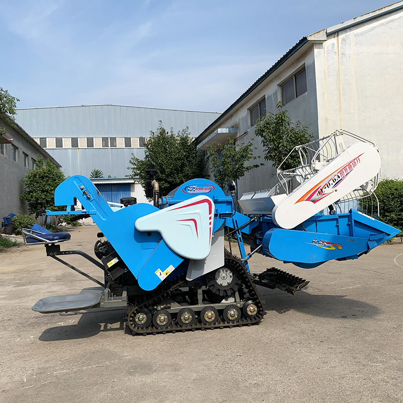 丘陵山地履带式割稻机 水田用双割台水稻联合收割机 稻谷收割机