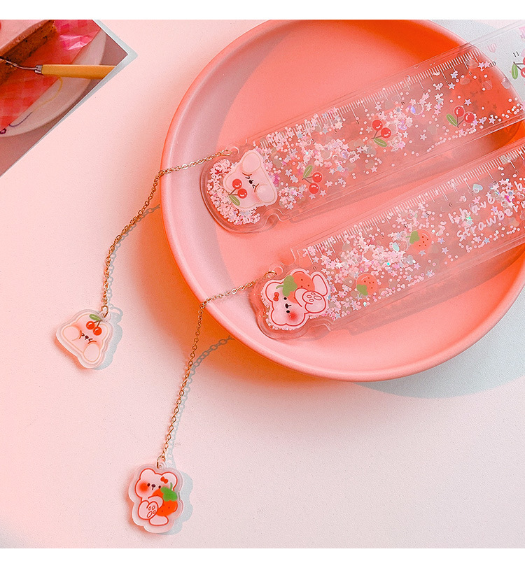 艺蓝可爱流沙尺子创意少女心入油直尺学生学习绘图文具书签刻度尺