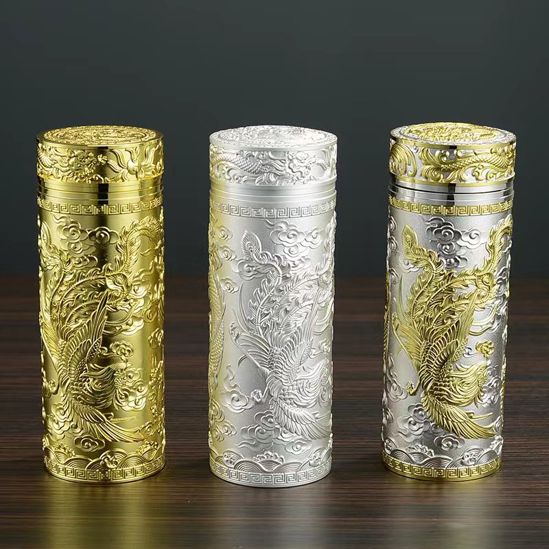 2023新款九龙银杯高颜值纯浮雕百福银离子茶水杯礼品保温杯套装