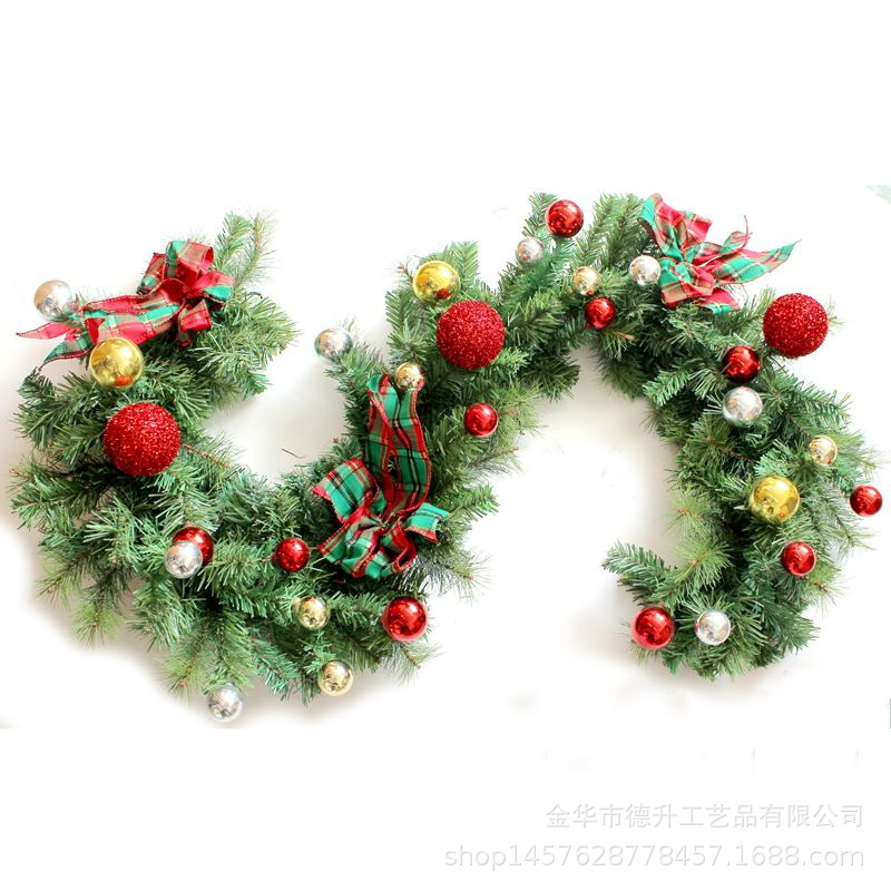 DSEN Cross-Border E-Commerce Manufacturers Supply Christmas Scene Decorative Ornaments Garland PVC Pine Needle Decorative Rattan