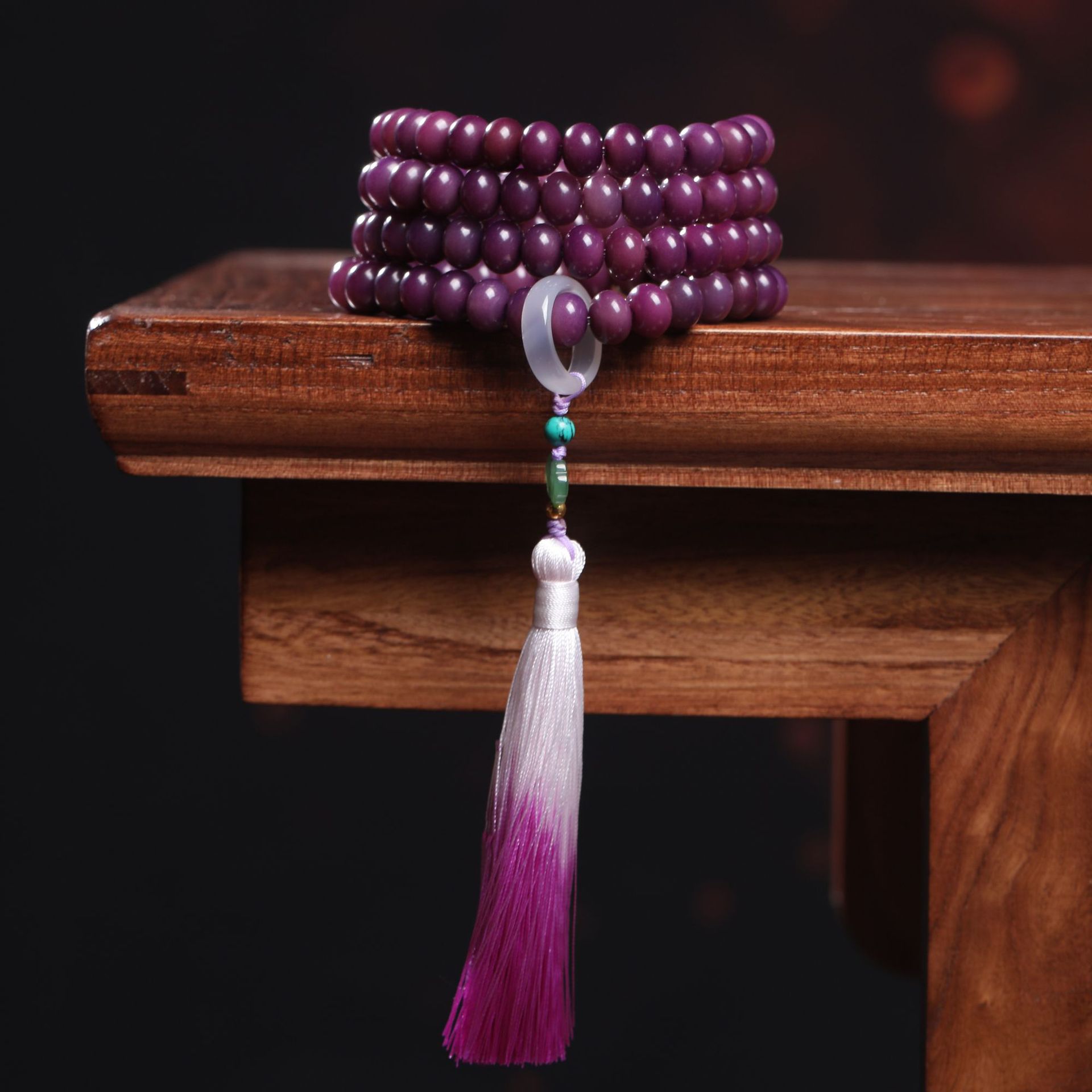 抖音紫色白玉菩提根手串diy女式款108颗菩提子手链念珠佛珠文玩