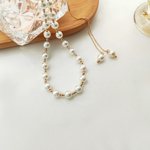 气质珍珠显白项链女串珠时尚设计感颈链甜美小众可调节锁骨链3759
