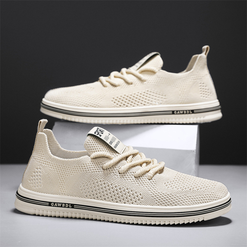 帆布鞋男夏季2024新款透气薄款黑色工作布鞋男士飞织网面运动板鞋