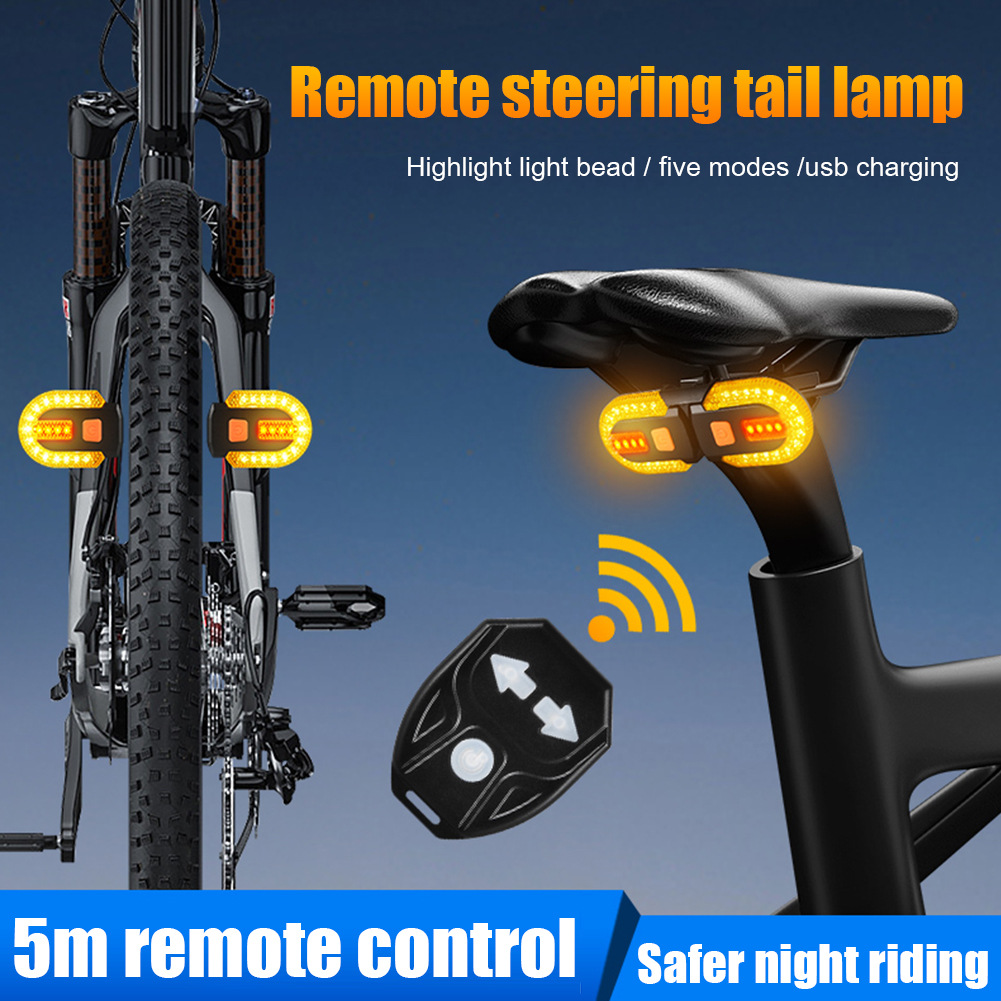 Road Bicycle Light Wireless Remote Control Operation Turn Signal Mountain Bike Usb Rear Lamp Riding Warning Light