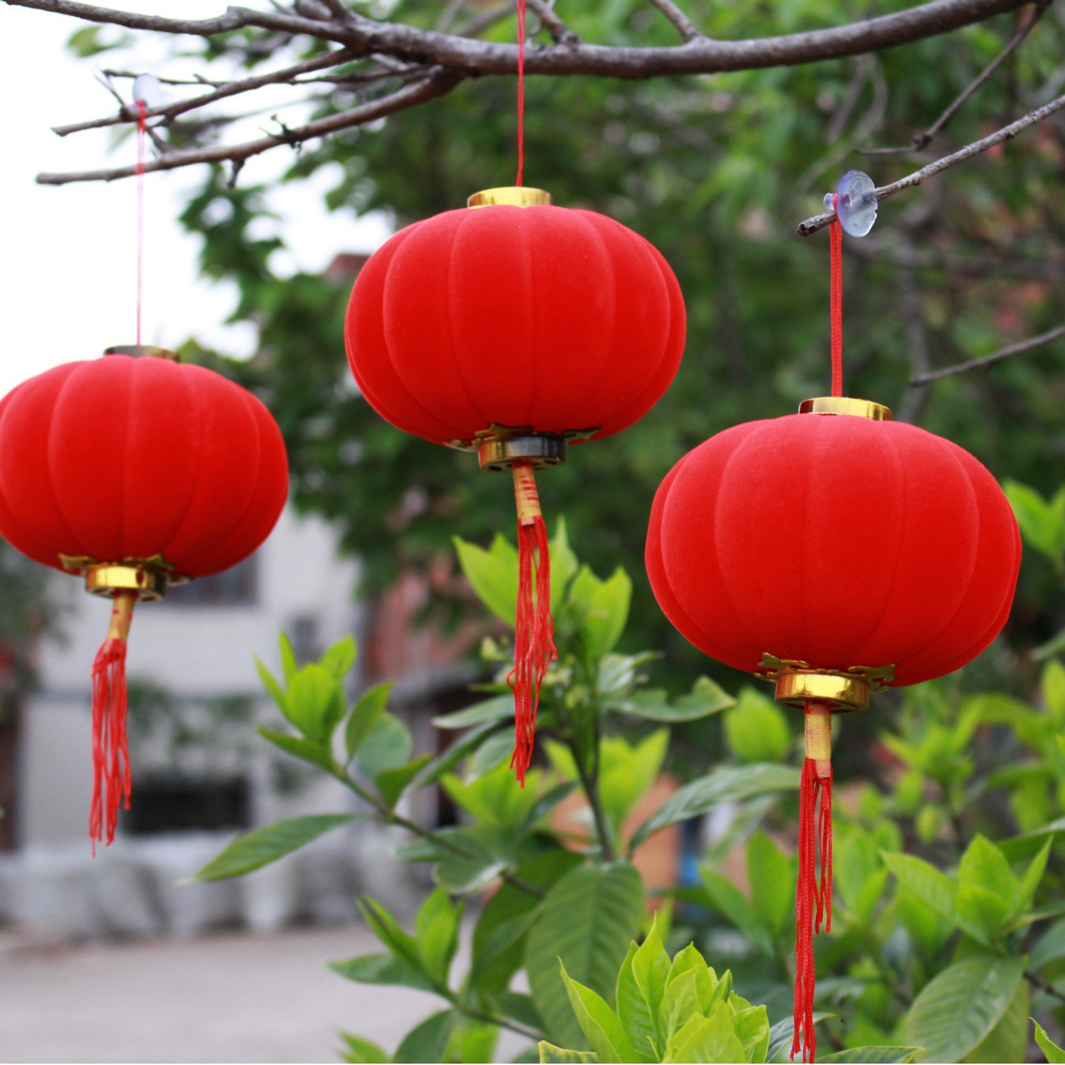 8万箱8#喜庆植绒小灯笼婚庆盆景挂件节庆装饰批发塑料灯笼挂饰工厂