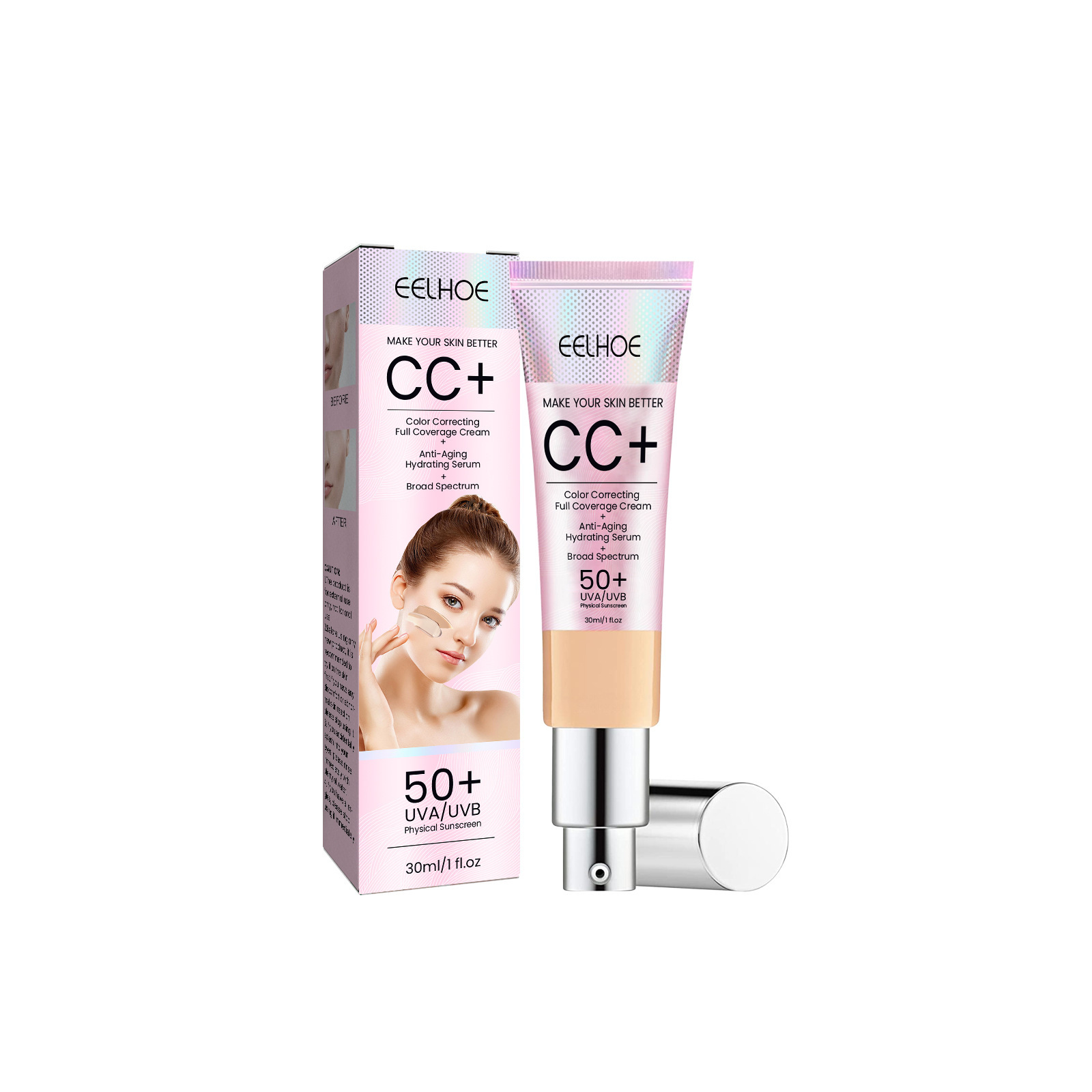 Eelhoe Repair Cc Cream Natural Concealer Waterproof Smear-Proof Nourishing and Hydrating Repair Whitening Skin