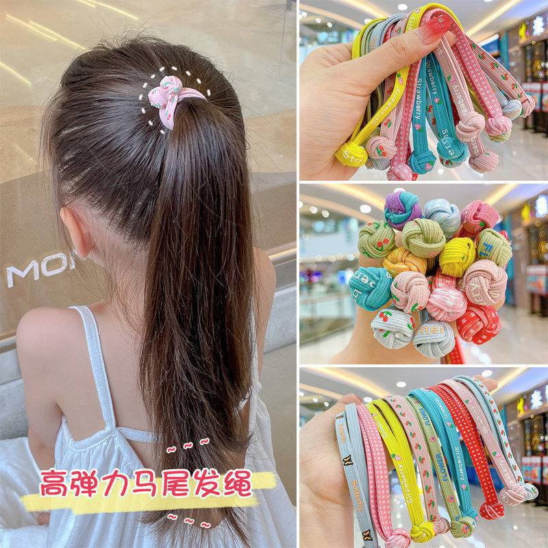 Chinese Knot Children's Hair Band Colorful High Elastic Rubber Band Hair Rope Simple Fashion Cute Korean Style Girl's Hair Rope