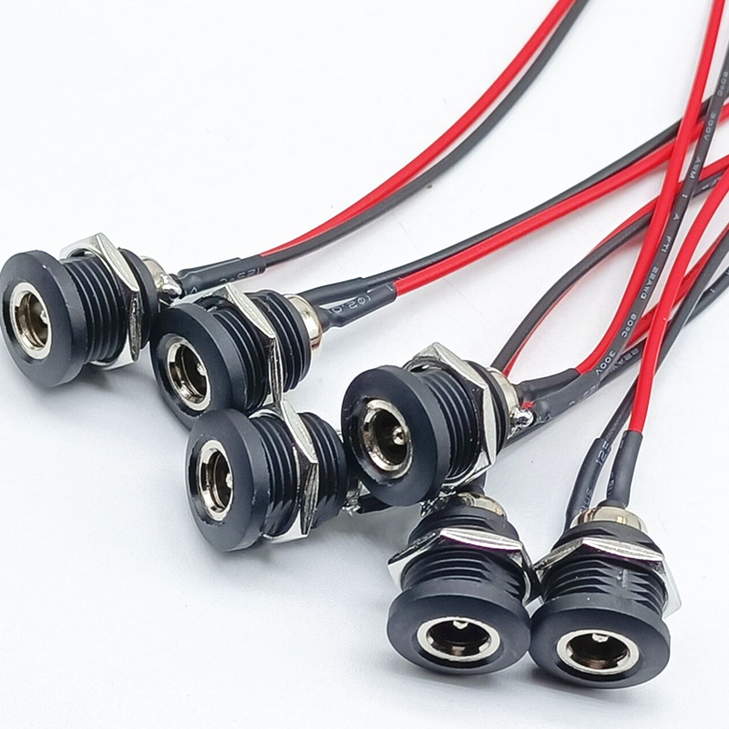 dc022d带线电源插座 焊线,焊锡dc022d电源母座 5a大电流dc插座