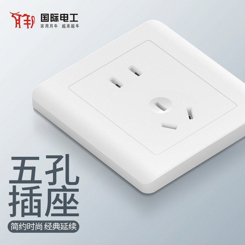 Wholesale 86-Type Concealed Engineering Wall Switch Socket Panel International Electrician One-Opening Three-Hole 16A Five-Hole Computer