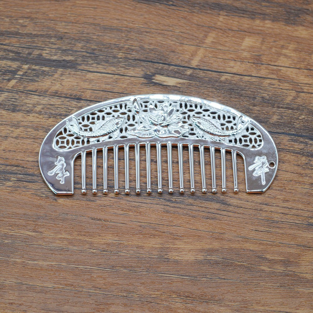 批发定制纯银梳子 足银999梳子头梳发梳 百年好合年年有余