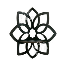 跨境曼陀罗花墙角置物架木质支架镂空木质黑色水晶石展示架扇形架