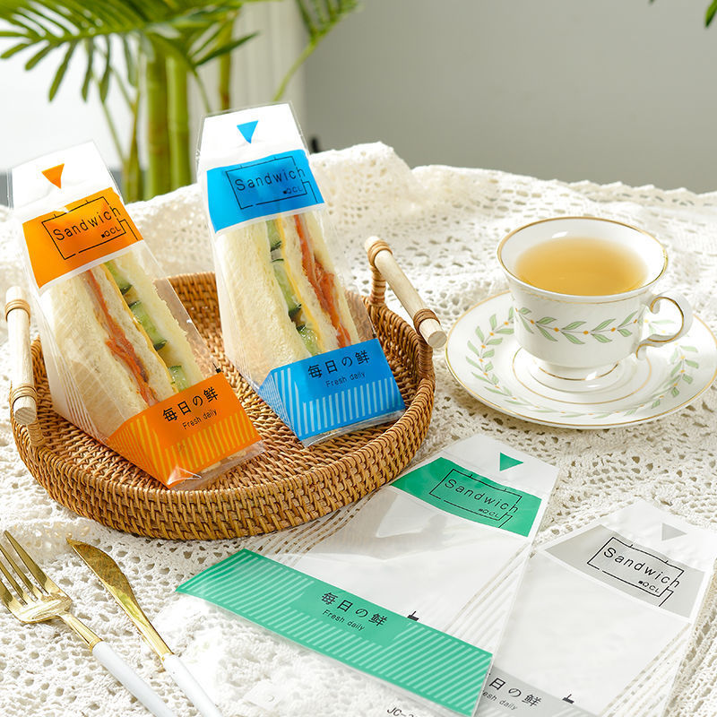 易撕三明治包装袋三文治袋透明烘焙三角蛋糕面包一次性包装袋包邮