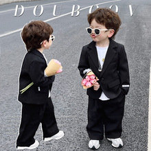 儿童西装套装韩版纯色小西服批发男女童休闲西服男孩中小童两件套