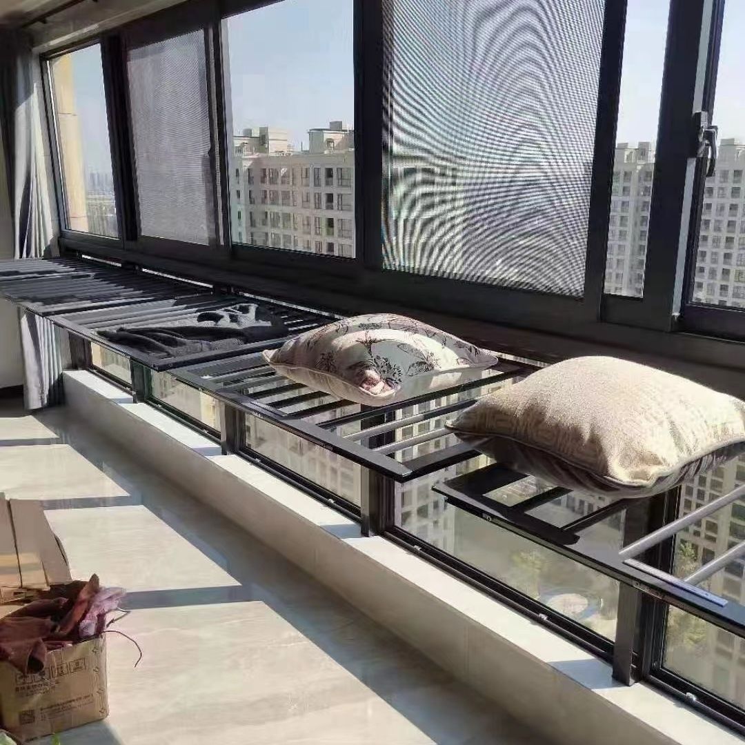 阳台护栏晾衣架铝合金多功能可折叠防护栏窗户防护栏可养花置物