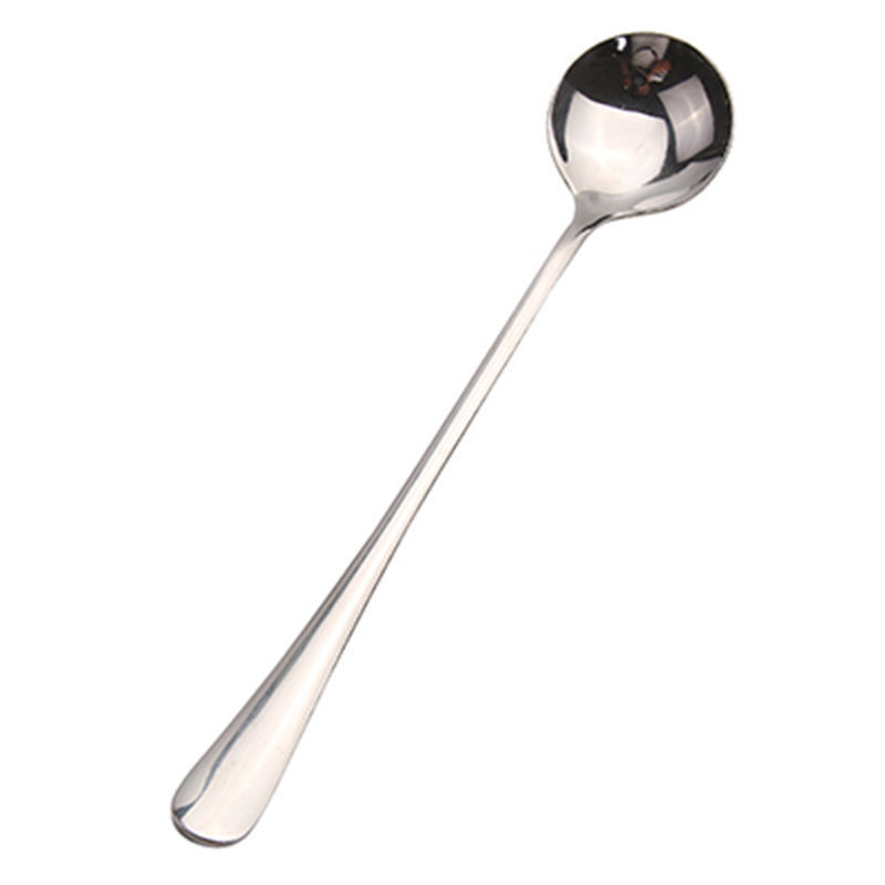 Coffee Spoon Ice Spoon Stainless Steel round Spoon Long Handle Spoon Coffee Stir Spoon Mug Spoon Korean Spoon Wholesale