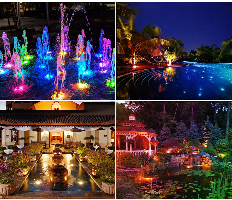 跨境太阳能水底灯户外草坪庭院灯rgb七彩渐变水景灯太阳能水池灯